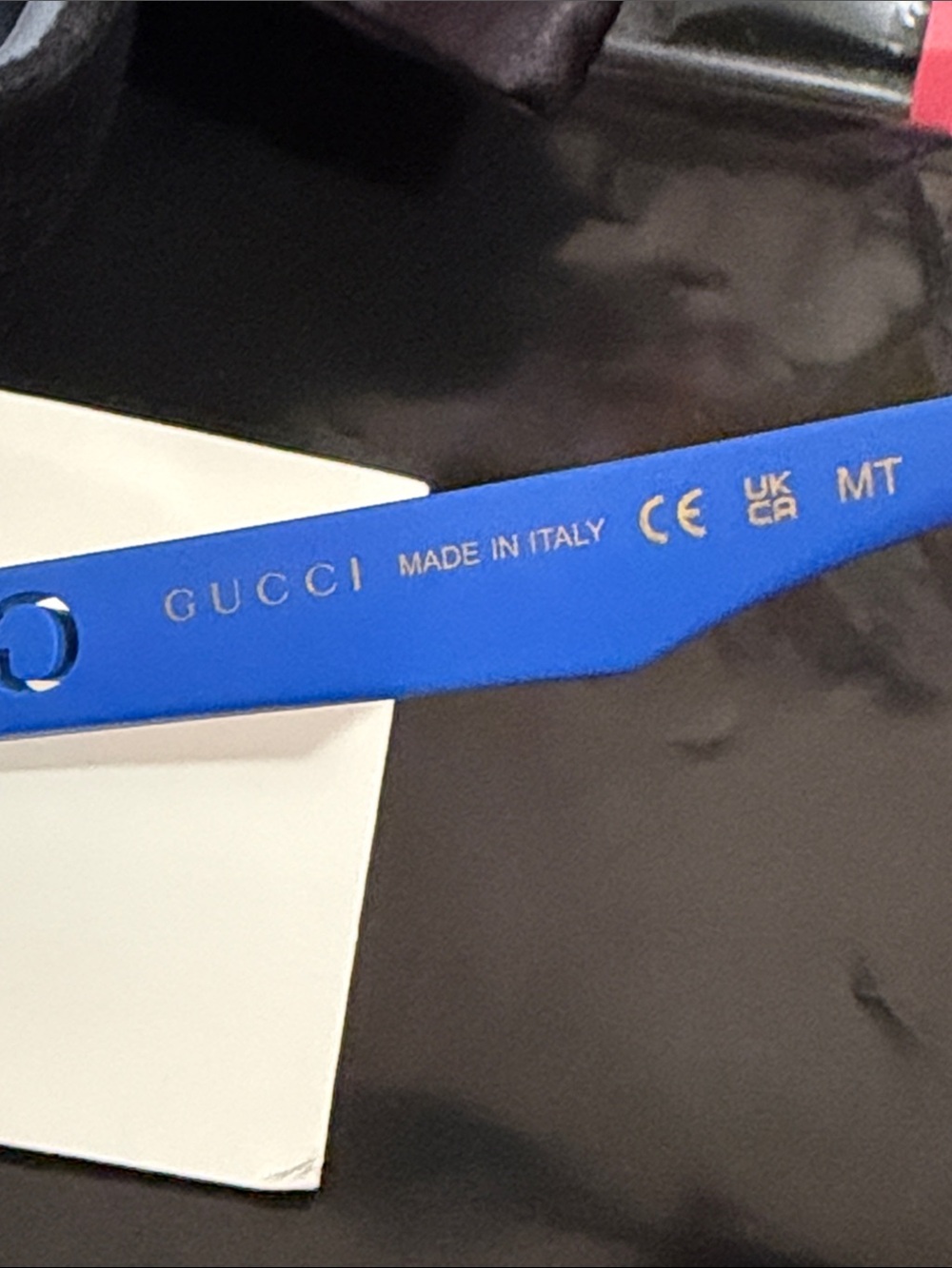 Gucci Unisex Bright Blue Frame Sunglasses with Amber Mirrored Lenses AUTHENTIC - Picture 10 of 13